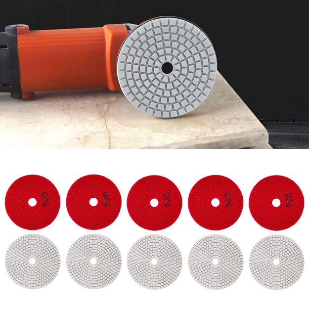 10x Tarcza Diamentowa Polerska 80mm do Szlifowania Gresu Płytek Na Rzep 500 5