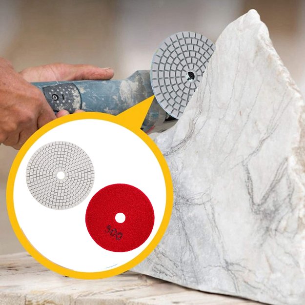 10x Tarcza Diamentowa Polerska 80mm do Szlifowania Gresu Płytek Na Rzep 500 9