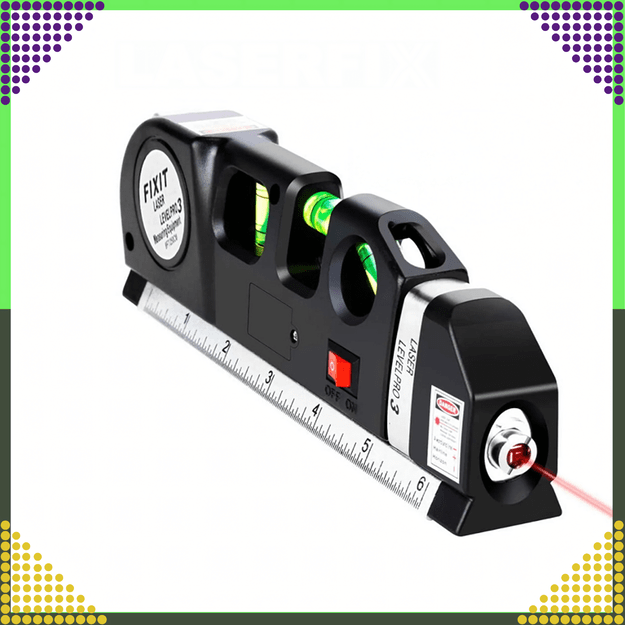 Poziomica Laserowa Laser z Miarą 250 cm 3 Libelki Libella Lekka + Baterie 18