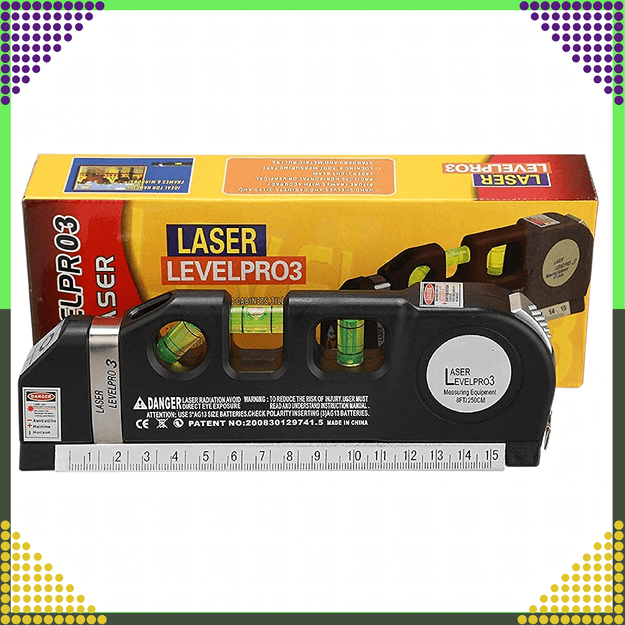Poziomica Laserowa Laser z Miarą 250 cm 3 Libelki Libella Lekka + Baterie 16