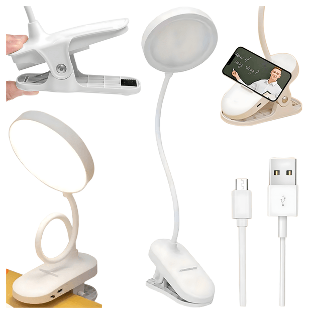 Lampka Led Bezprzewodowa do Czytania na Klips Nocna Biurko Praca Lampa 