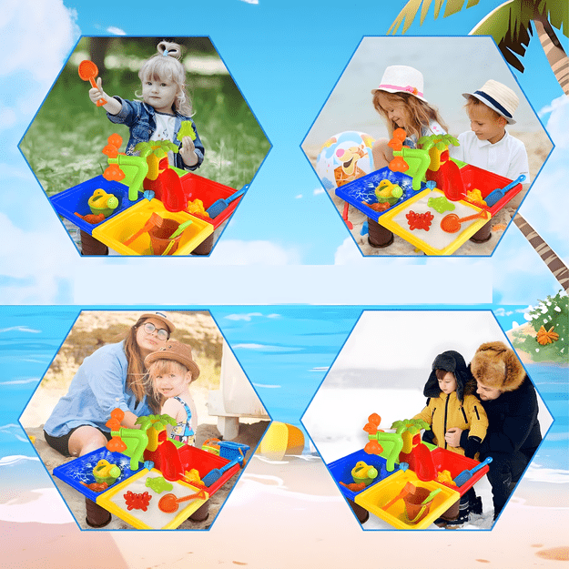 Stolik Stół Wodny Piaskownica do Zabawy Piasku na Plażę Konewka Grabki  5