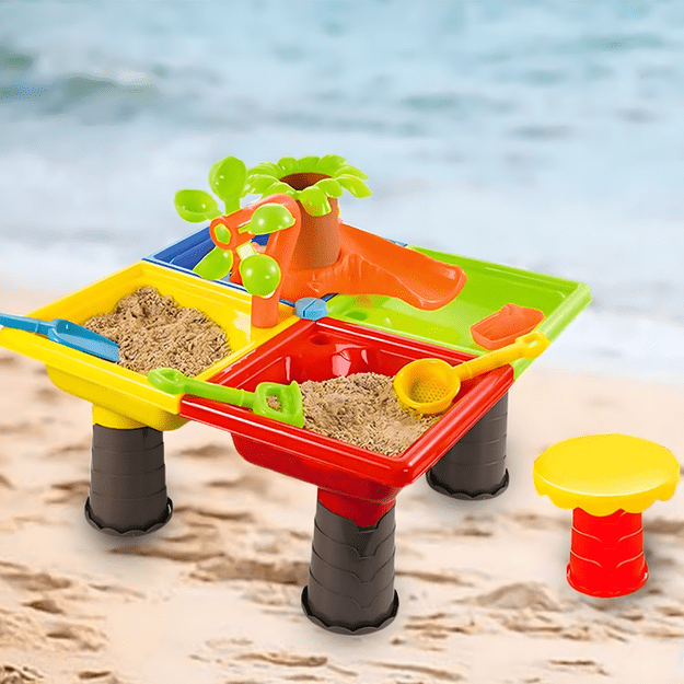 Stolik Stół Wodny Piaskownica do Zabawy Piasku na Plażę Konewka Grabki  12