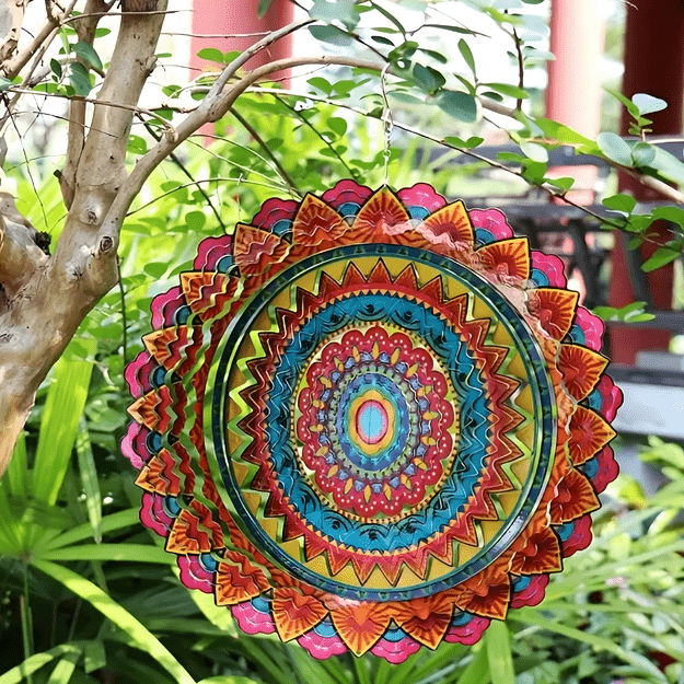 Wisząca Błystka Ozdoba Łapacz Wiatrowa 12” Mandala 3D do Ogrodu Pokoju  18