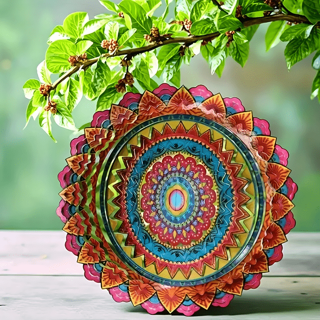 Wisząca Błystka Ozdoba Łapacz Wiatrowa 12” Mandala 3D do Ogrodu Pokoju  15