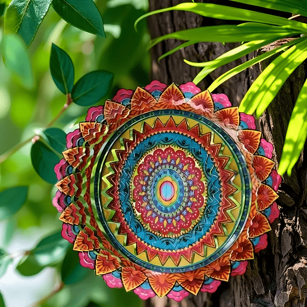 Wisząca Błystka Ozdoba Łapacz Wiatrowa 12” Mandala 3D do Ogrodu Pokoju  17