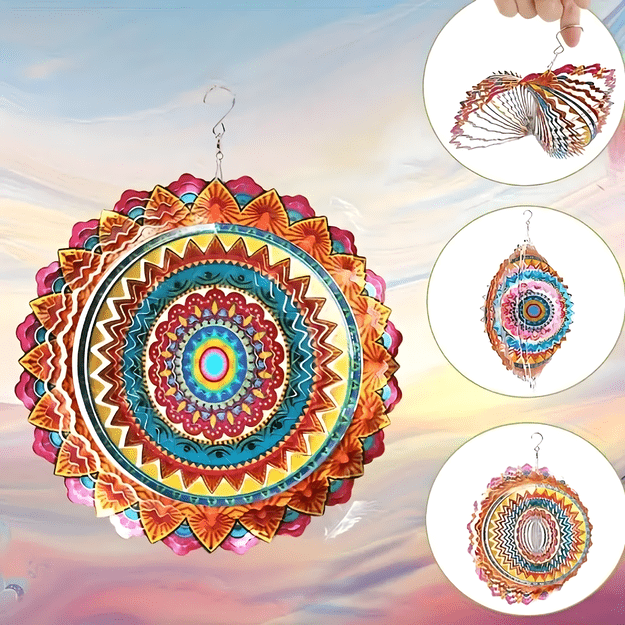 Wisząca Błystka Ozdoba Łapacz Wiatrowa 12” Mandala 3D do Ogrodu Pokoju  10