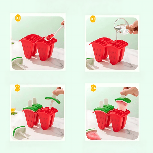 Foremki Forma do Lodów na Patyku Domowe Sorbet Lody Foremka Arbuz 6 szt 7