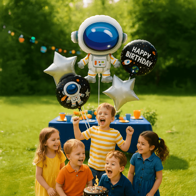 Zestaw Balonów Foliowych na Urodziny Kosmos Astronauta Gwiazdy 5 szt  18
