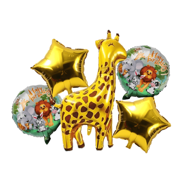 Giraffe Birthday Balloons Set Animals for Birthdays, Parties, 5 pcs