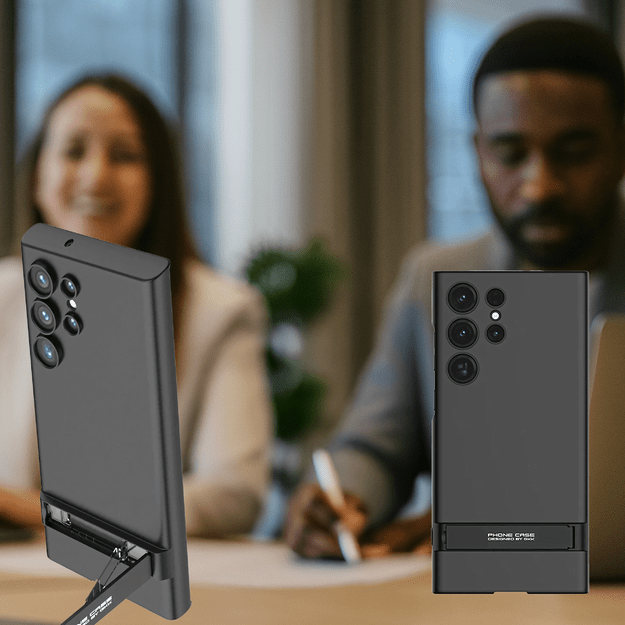 Plecki Etui Ochronne Cienkie z Podstawką do Samsung S24 Ultra Czarne 13