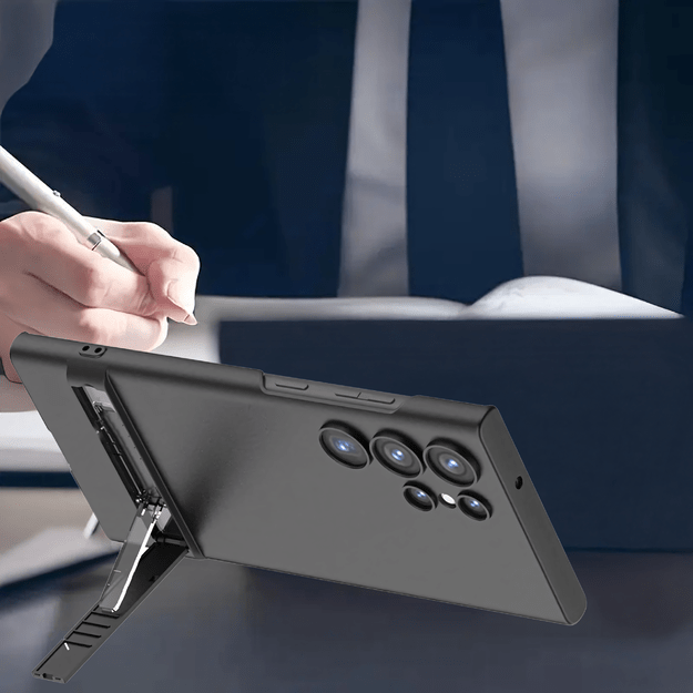 Plecki Etui Ochronne Cienkie z Podstawką do Samsung S24 Ultra Czarne 10