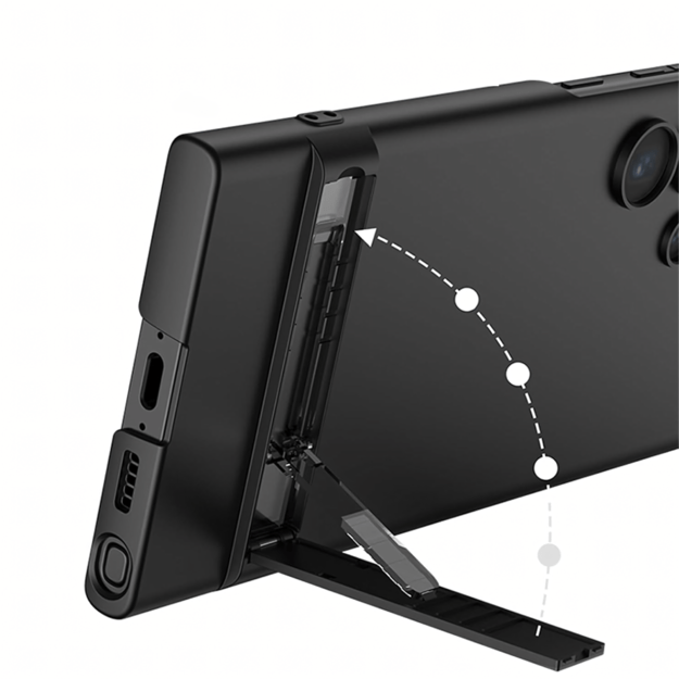 Plonas apsauginis dėklas su stovu, skirtas „Samsung S24 Ultra“, juodas