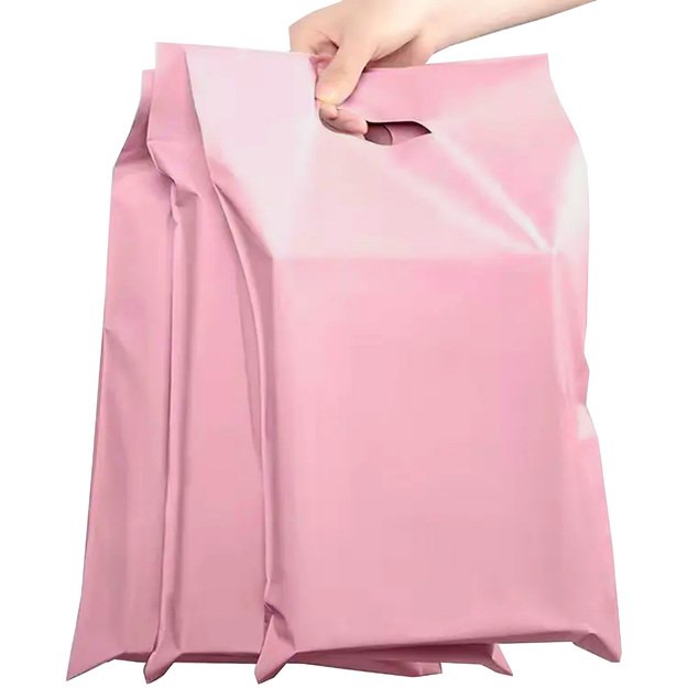 PINK COURIER POLYBAGS WITH HANDLE 540x700+70 50 pcs