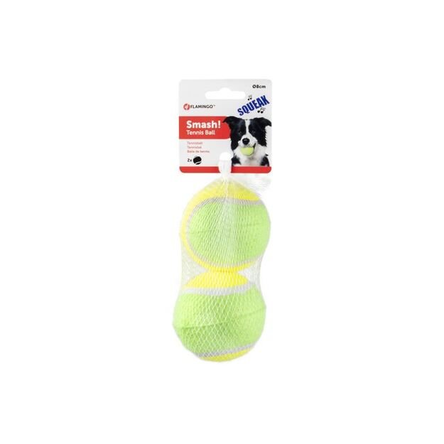 FLAMINGO - Dog toy, Smash tennis balls - Yellow and Green - 8 cm 1