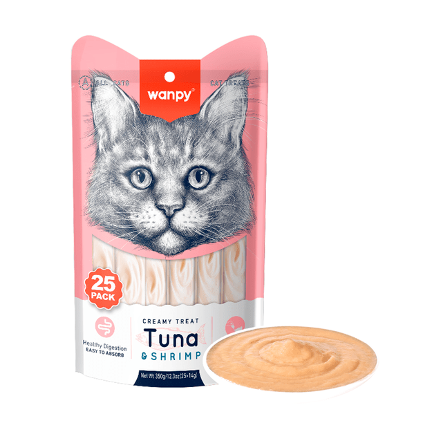wanpy - Wanpy Cat 25 Pack Creamy Lickable Treat - Tuna & Shrimp 350g (25x14g) - 350g (25x14g)