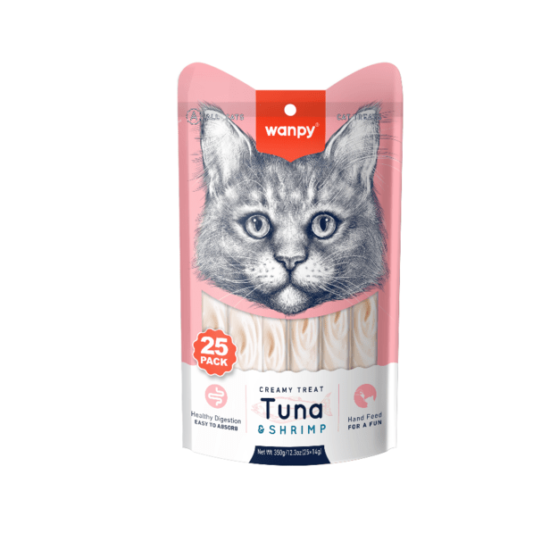 wanpy - Wanpy Cat 25 Pack Creamy Lickable Treat - Tuna & Shrimp 350g (25x14g) - 350g (25x14g) 1