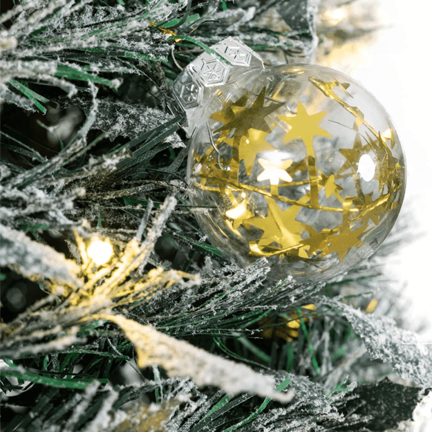 Kalėdų eglutės dekoracijos, paruoštos sulankstyti, 150 cm dydžio, lemputės