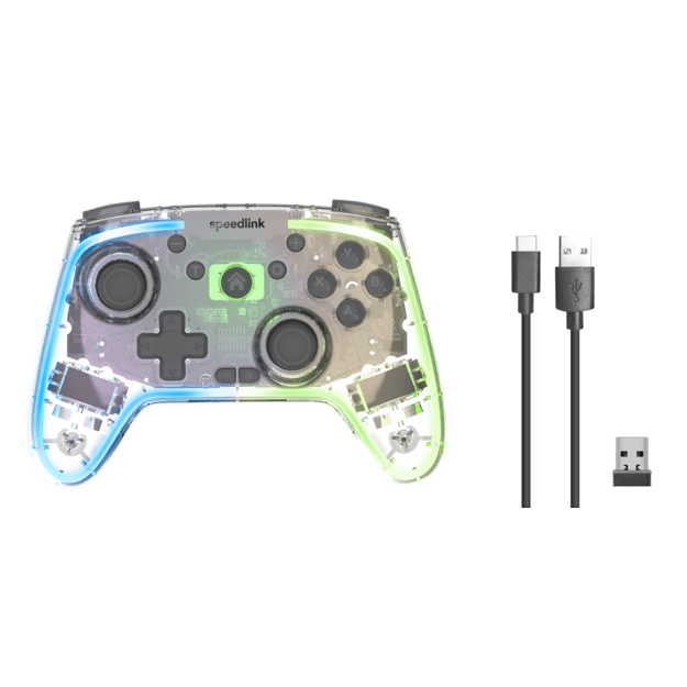 Speedlink - RAIT NX RGB Gamepad - Wireless/Wired - for PC/Android/Switch OLED/Lite, clear transparent 8