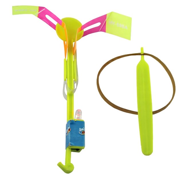 „Pinwheel Slingshoe“ LED šviesų sraigtasparnis su skraidančia strėle