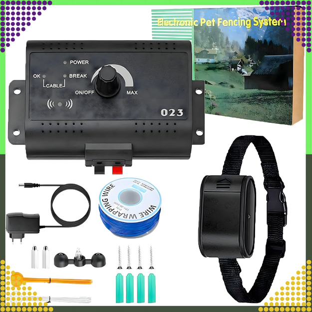 Elektriskais gans suņiem, kaķiem, rotaļu laukums, kakla siksna, žogs, 300 m komplekts