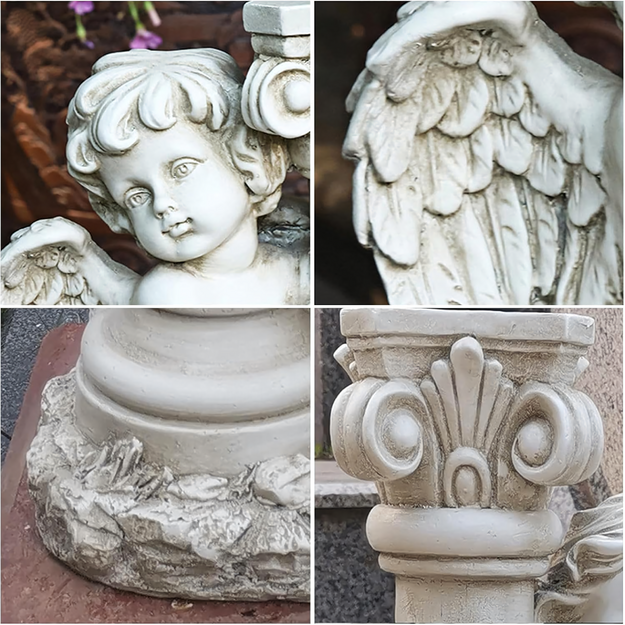 Svečtura figūriņas dekorācija, eņģeļa statuja, saules gaismas diodes, dārzam uz kapa, 49 cm