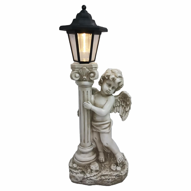 Svečtura figūriņas dekorācija, eņģeļa statuja, saules gaismas diodes, dārzam uz kapa, 49 cm