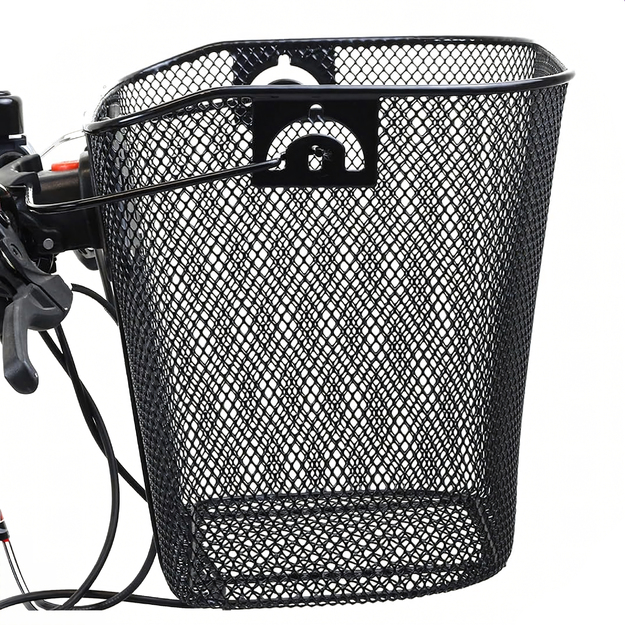 Didelis metalinis dviračių krepšys miesto dviračiui ant vairo su spragtelėjimu