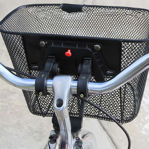 Didelis metalinis dviračių krepšys miesto dviračiui ant vairo su spragtelėjimu