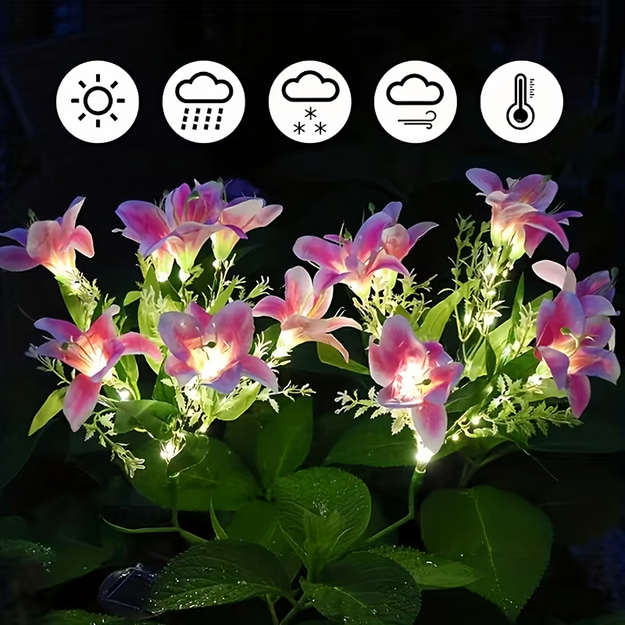 Saules dārza lampa ar liliju ziedu lilijas dekorāciju Saules LED ziedi