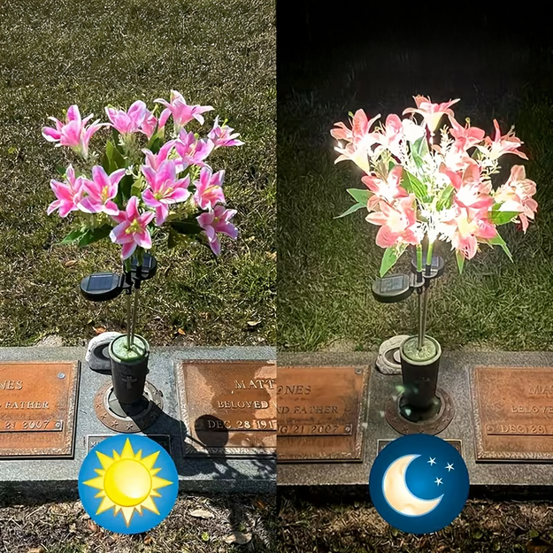 Saules dārza lampa ar liliju ziedu lilijas dekorāciju Saules LED ziedi