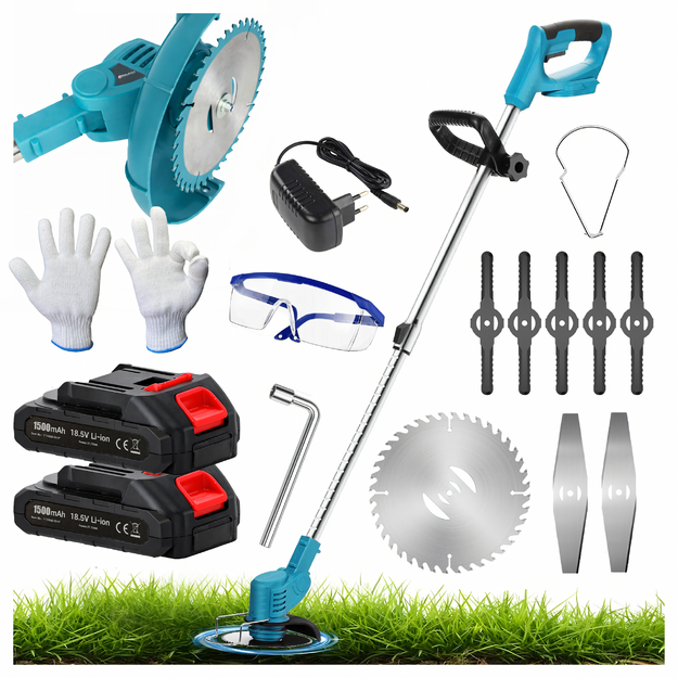 Akumuliatorinė elektrinė krūmapjovė, žolės trimeris, galingas rinkinys