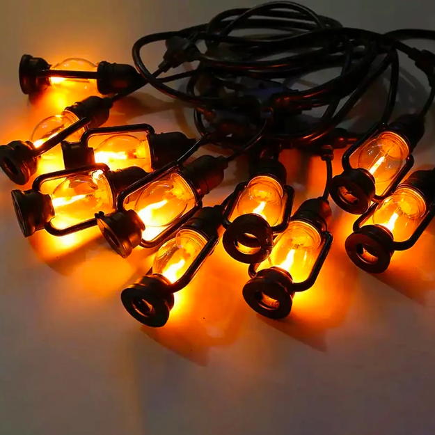 Šviesų girlianda, dekoratyvinės LED lempos, 10 vnt. sodo žibintų, 10 cm, 5 m