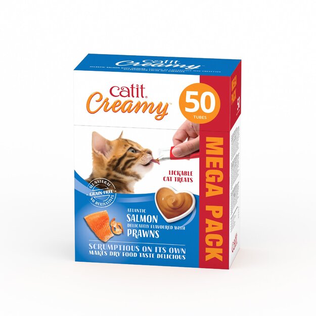 Catit - Creamy Premium Treat for Cats - Salmon with Prawn - Mega Pack (50x10g)