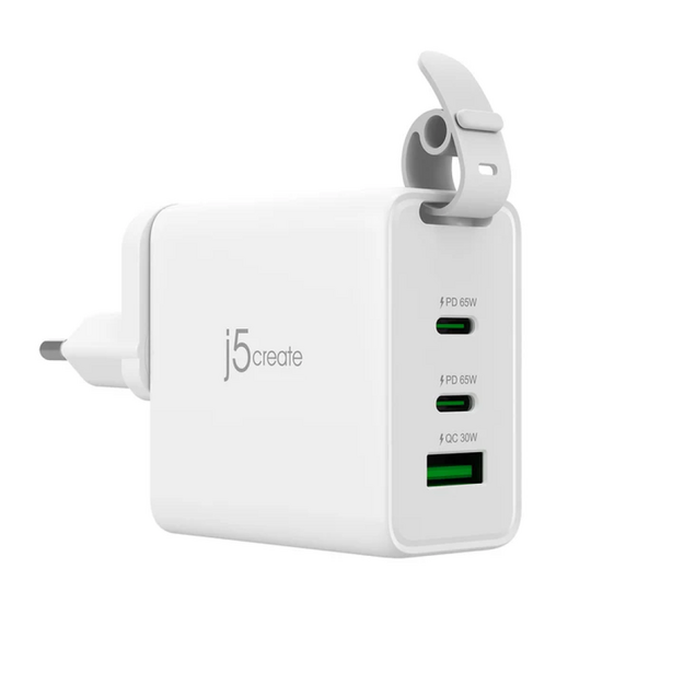 J5create - 65W GaN USB-C 3-Port Travel Charger w/ Interchangeable Plugs