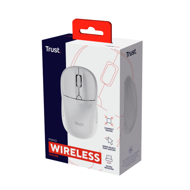 TRUST Primo wireless mouse - Matt White