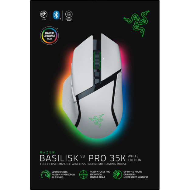 Razer - Basilisk V3 Pro 35K Ergonomic Gaming Mouse - White