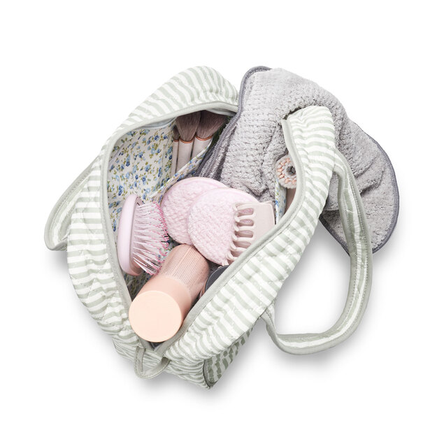 Karen - Large toilet bag with handle - Green/White - Large