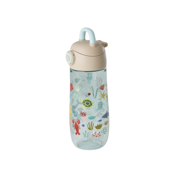 Rice - Plastic Kids Drinking Bottle with Blue Ocean Print - Blue - 550 ml