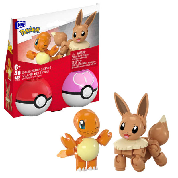 Pokémon - Poké Ball 2-Pack Building Set with 2 Figures, 40 Pieces (JCR81)