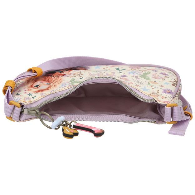 TOPModel - Halfmoon Handbag COWGIRL - Cream with Pale Purple and Yellow Accents - Small