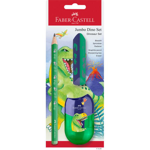 Faber-Castell - Pencil Set Dinosaur Jumbo GP + Accessories (111529)