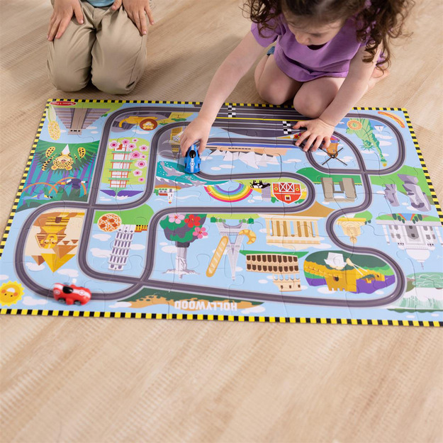Melissa & Doug - Floor Puzzle & Play Set Race Track (806125)