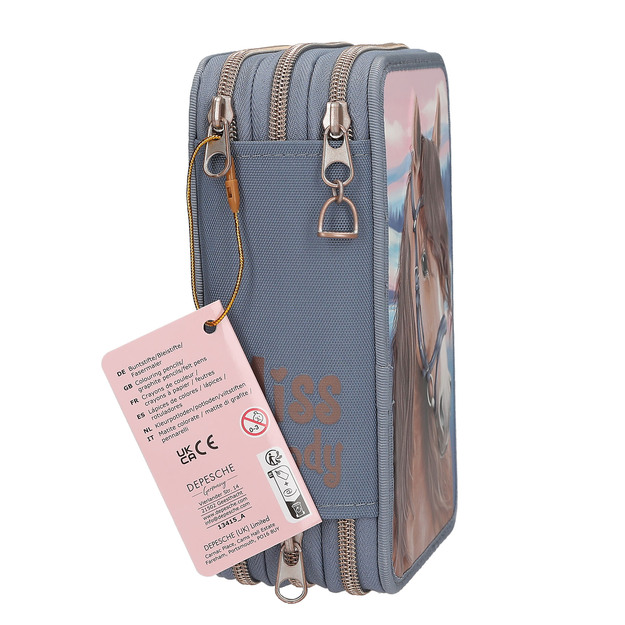 Miss Melody - Triple Pencil Case with 3D Effect - smoky blue