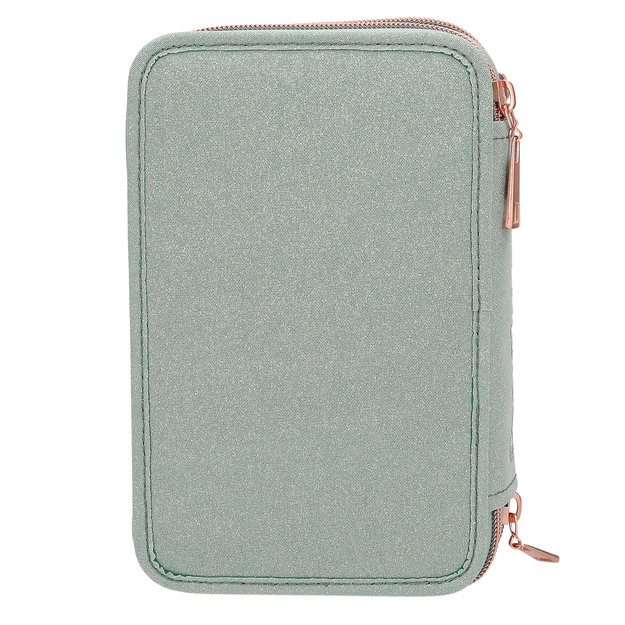 Miss Melody - Triple Pencil Case ROMANTIC FIELDS - Glittery Sage-Green