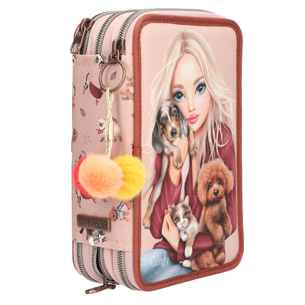 TOPModel - Triple Pencil Case FUR EVER FRIENDS - Powdery Pink and Copper