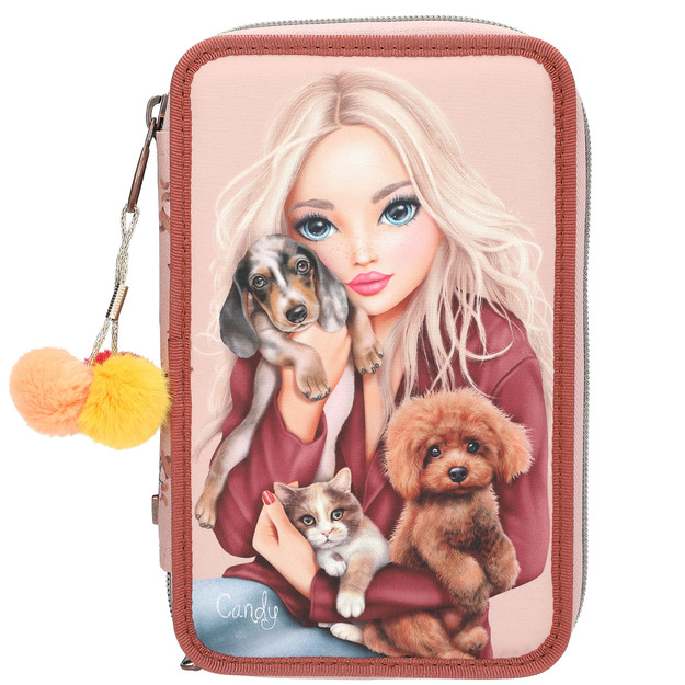 TOPModel - Triple Pencil Case FUR EVER FRIENDS - Powdery Pink and Copper
