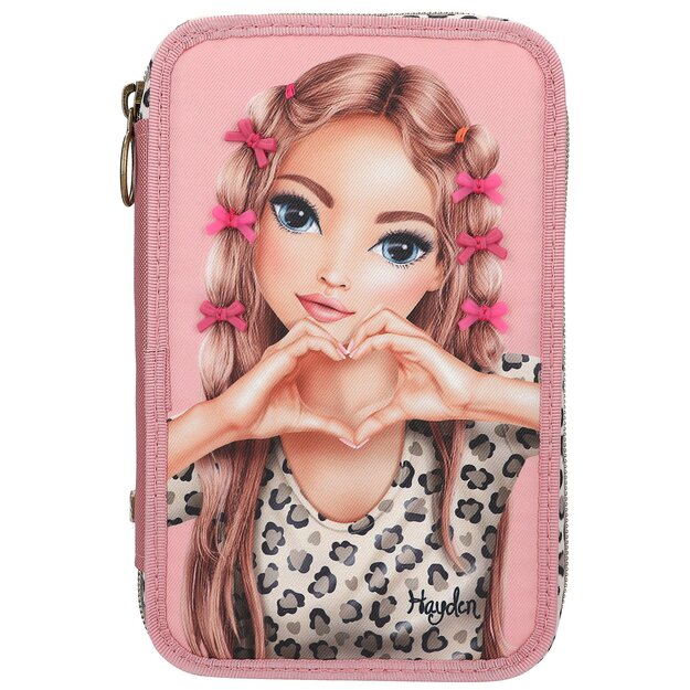TOPModel - Triple Pencil Case With Bow LEOHEART - Pink