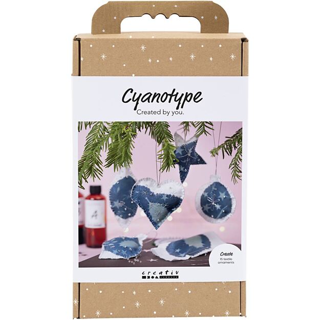 Craft Kit Cyanotype - Cyanotype Christmas decorations - blue - silver (977848)