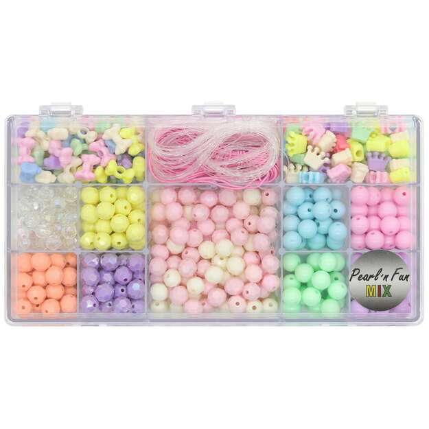 Pearl ´n Fun - Pastel perlemix m/elastiksnor assorted former (714206)